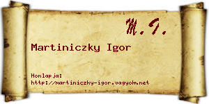 Martiniczky Igor névjegykártya